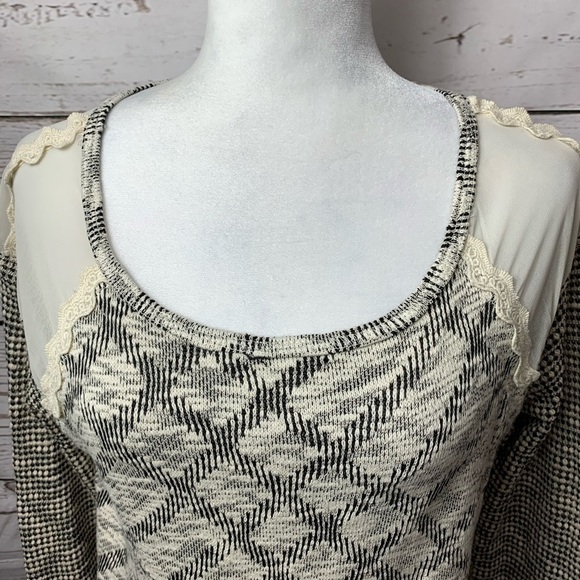 NWOT Maison Jules Marled Knit Lace Chiffon Sweater - Picture 2 of 6